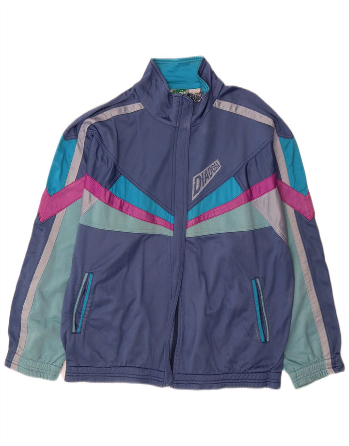 Diadora Veste de survêtement graphique pour hommes, grand, bleu marine, colour block