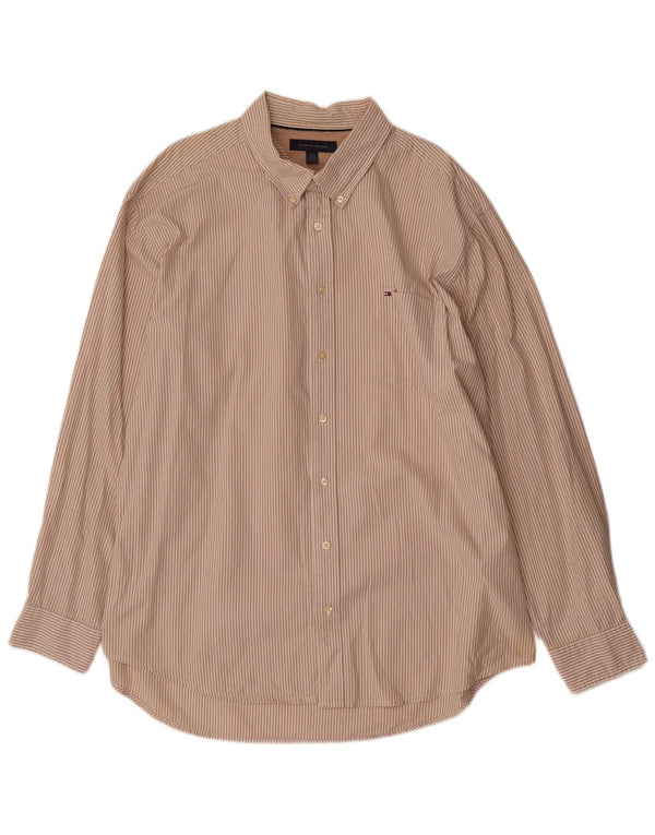 Tommy Hilfiger Chemise homme 2XL Coton à fines rayures beige