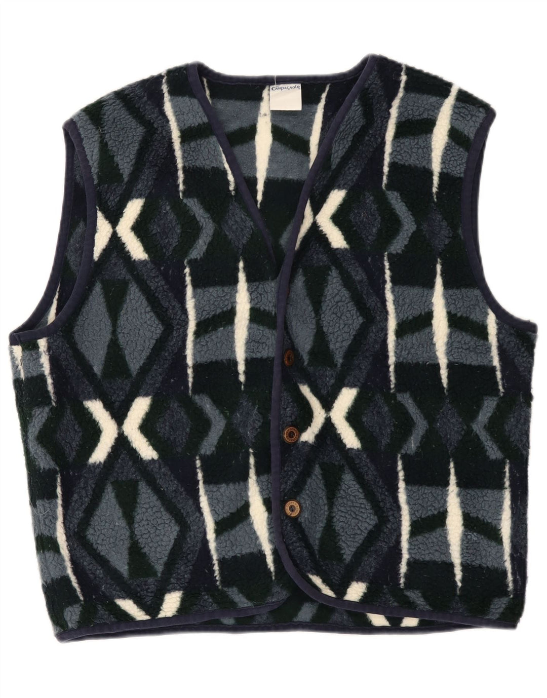 Campagnolo Gilet Polaire Homme UK 38 Moyen Bleu Marine Géométrique Polyester