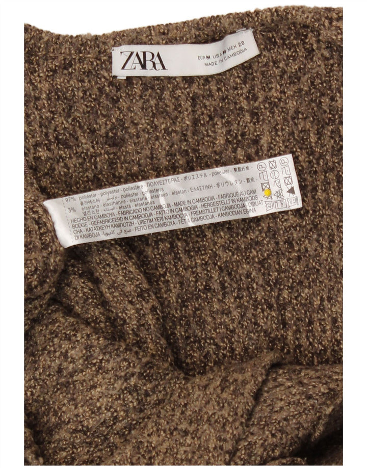 Zara Cardigan long surdimensionné pour femme UK 14 Marron moyen moucheté