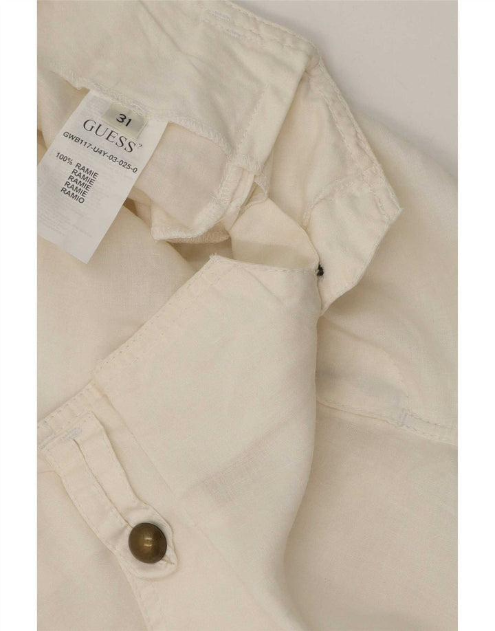 Guess Short décontracté W31 pour femme, Ramie blanc moyen