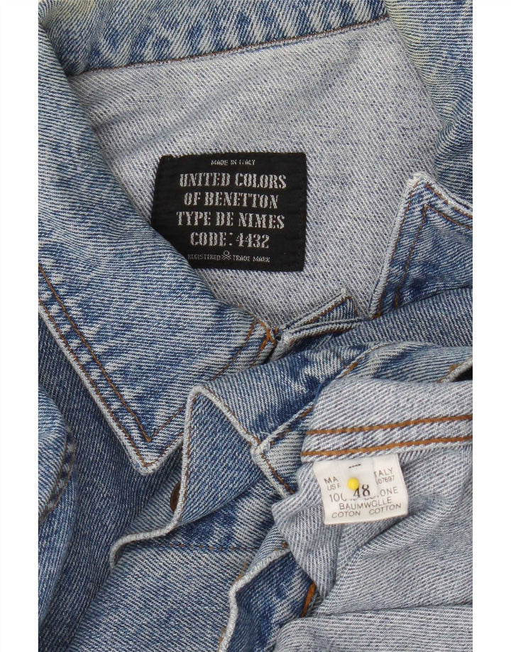 Benetton Veste En Jean IT 48 Bleu Moyen Coton Homme