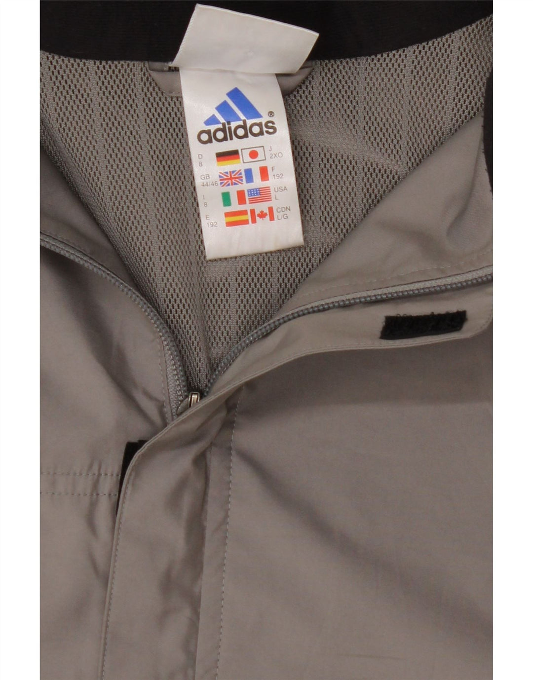 ADIDAS Mens Rain Jacket UK 44/46 Large Grey Polyester