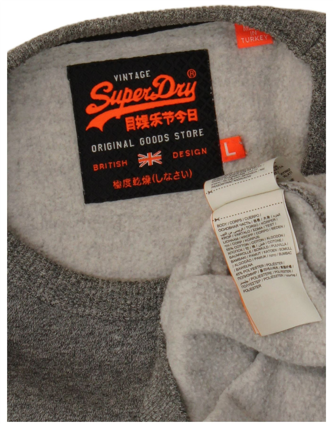 SUPERDRY Sweat-Shirt Graphique Homme Grand Gris Moucheté Coton