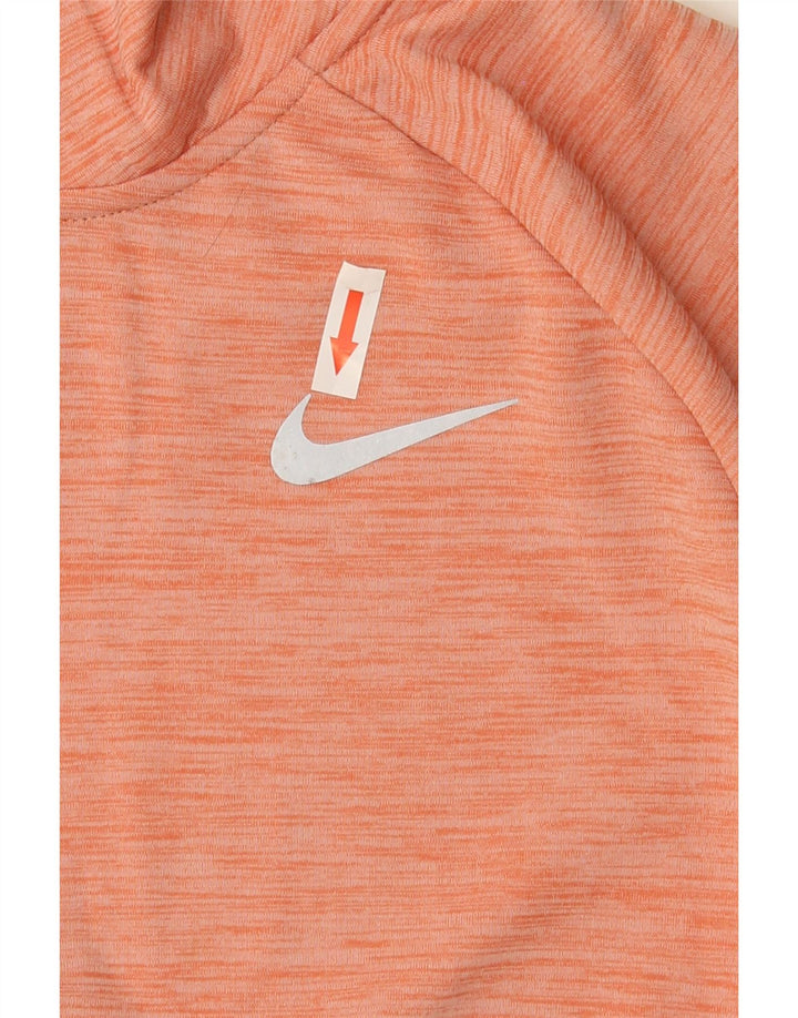 Nike Haut de survêtement à col zippé Dri Fit pour femme UK 14 Orange moyen