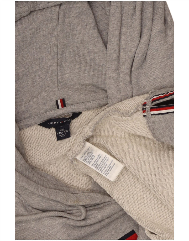 Tommy Hilfiger Pull à capuche graphique pour homme 2XL Gris Coton