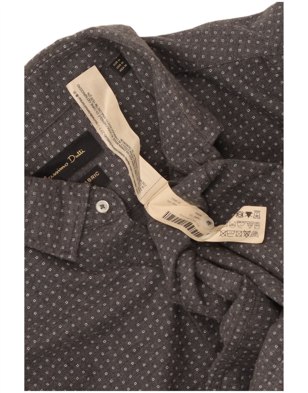 Massimo Dutti Chemise Homme Gris Moyen Géométrique Coton