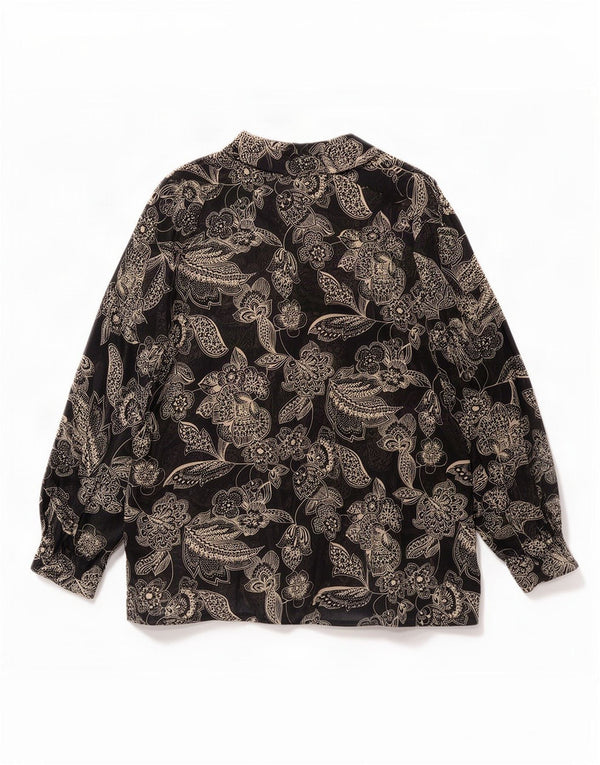 vintage Femmes Surdimensionné Voir À Travers Chemise Blouse UK 18 XL Noir Floral