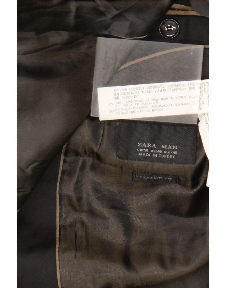 Zara Mens Classics 2 Bouton Blazer Veste EU 50 Laine Noir Moyen