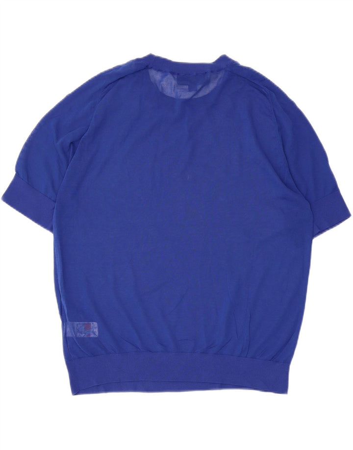 Zara Womens See Through Top UK 14 Large Bleu Coton