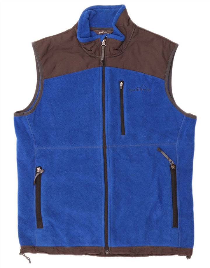 EDDIE BAUER Gilet Polaire Homme UK 36 Petit Bleu Colorblock Polyester