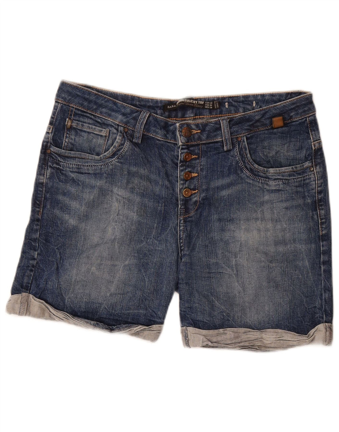 ZARA Short en jean pour femme EU 40 Medium W30 Bleu