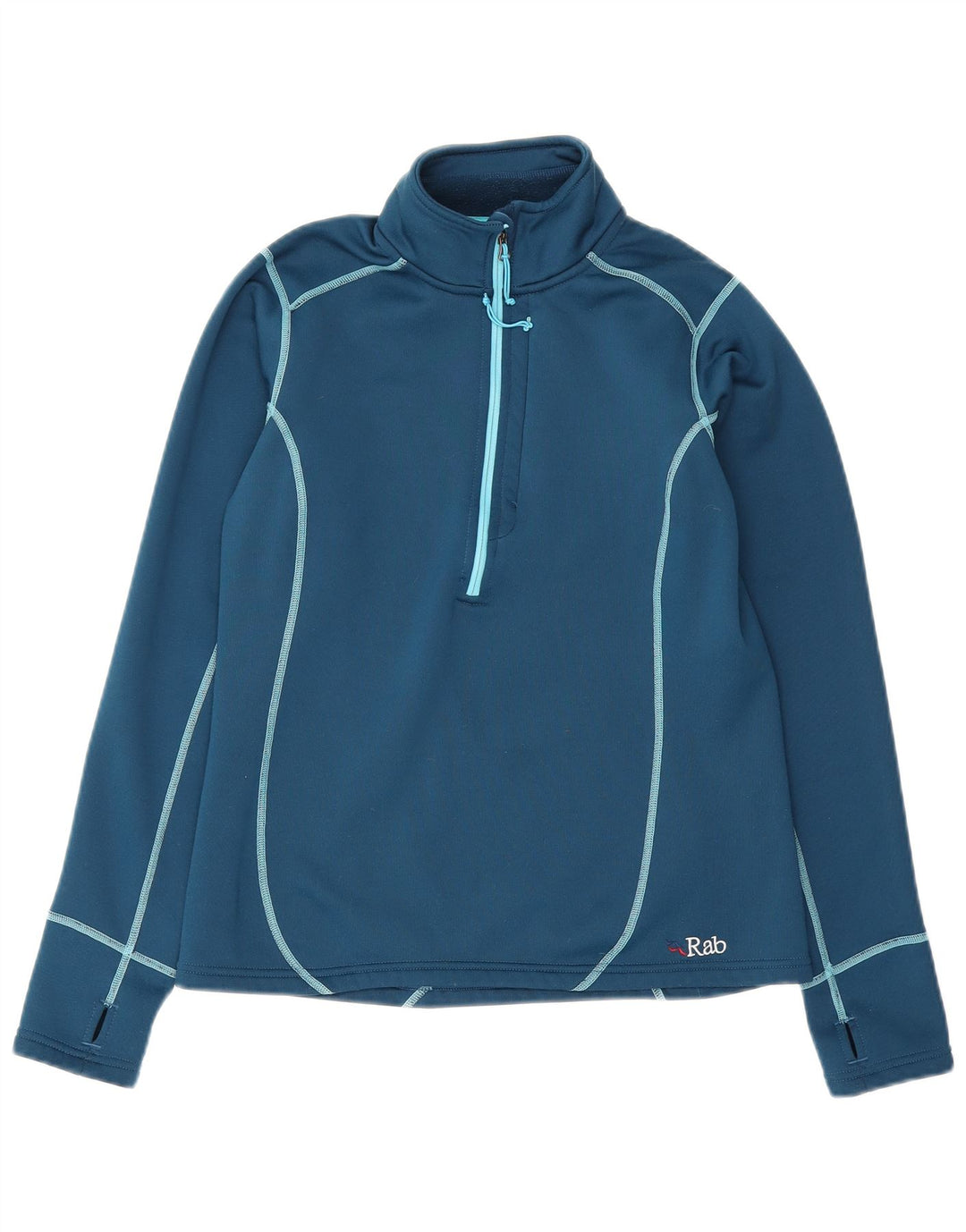Rab Femme Zip Neck Sweatshirt Jumper UK 12 Bleu Moyen Polyester