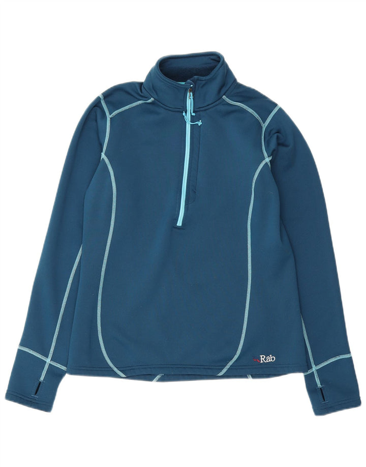 Rab Femme Zip Neck Sweatshirt Jumper UK 12 Bleu Moyen Polyester