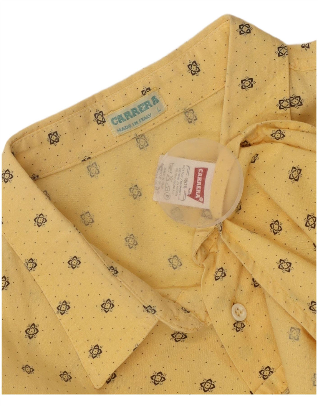 Carrera Chemise Homme Large Jaune Pois Coton