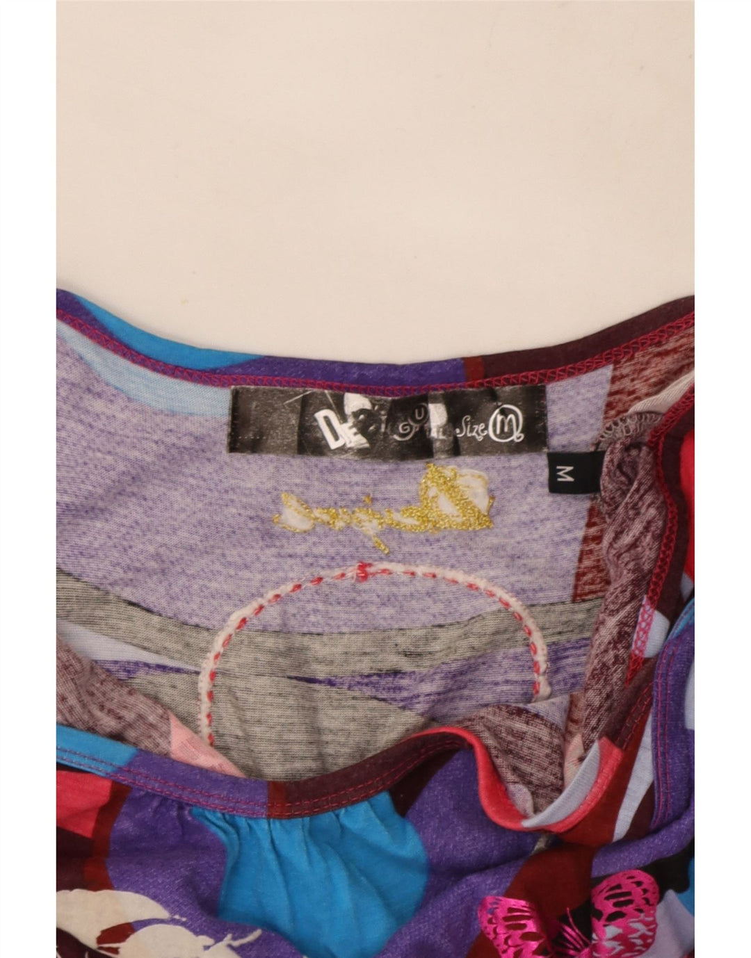 Desigual Femme Graphic Cami Top UK 12 Medium Multicolore Papillon