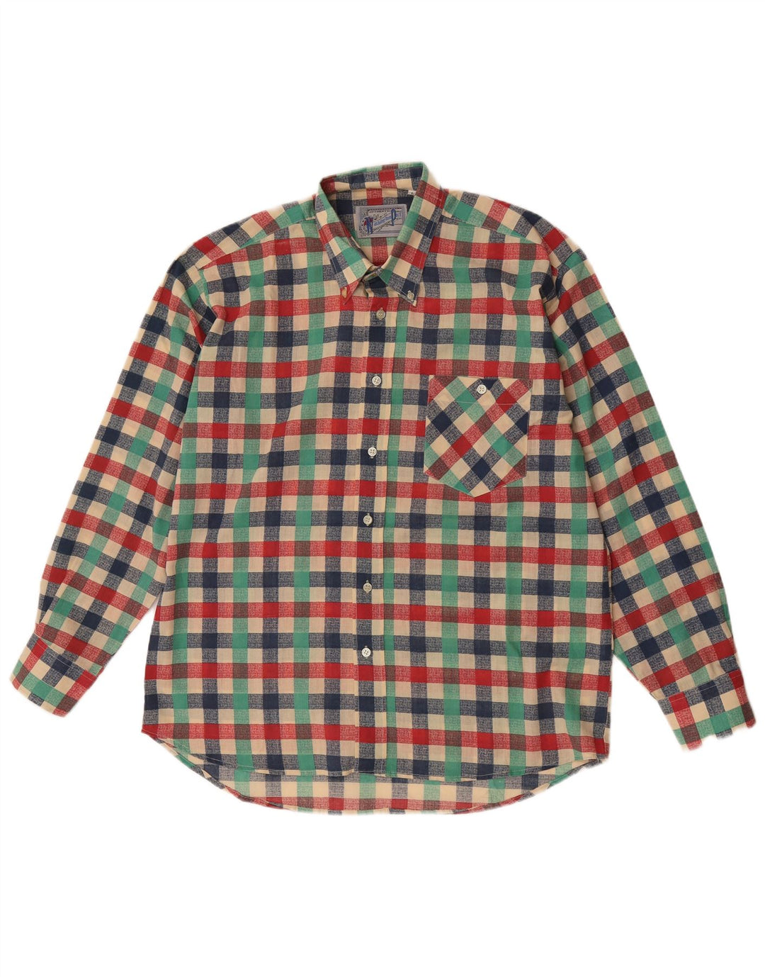 Chemise Homme Vintage Grand Vichy Multicolore Polyester
