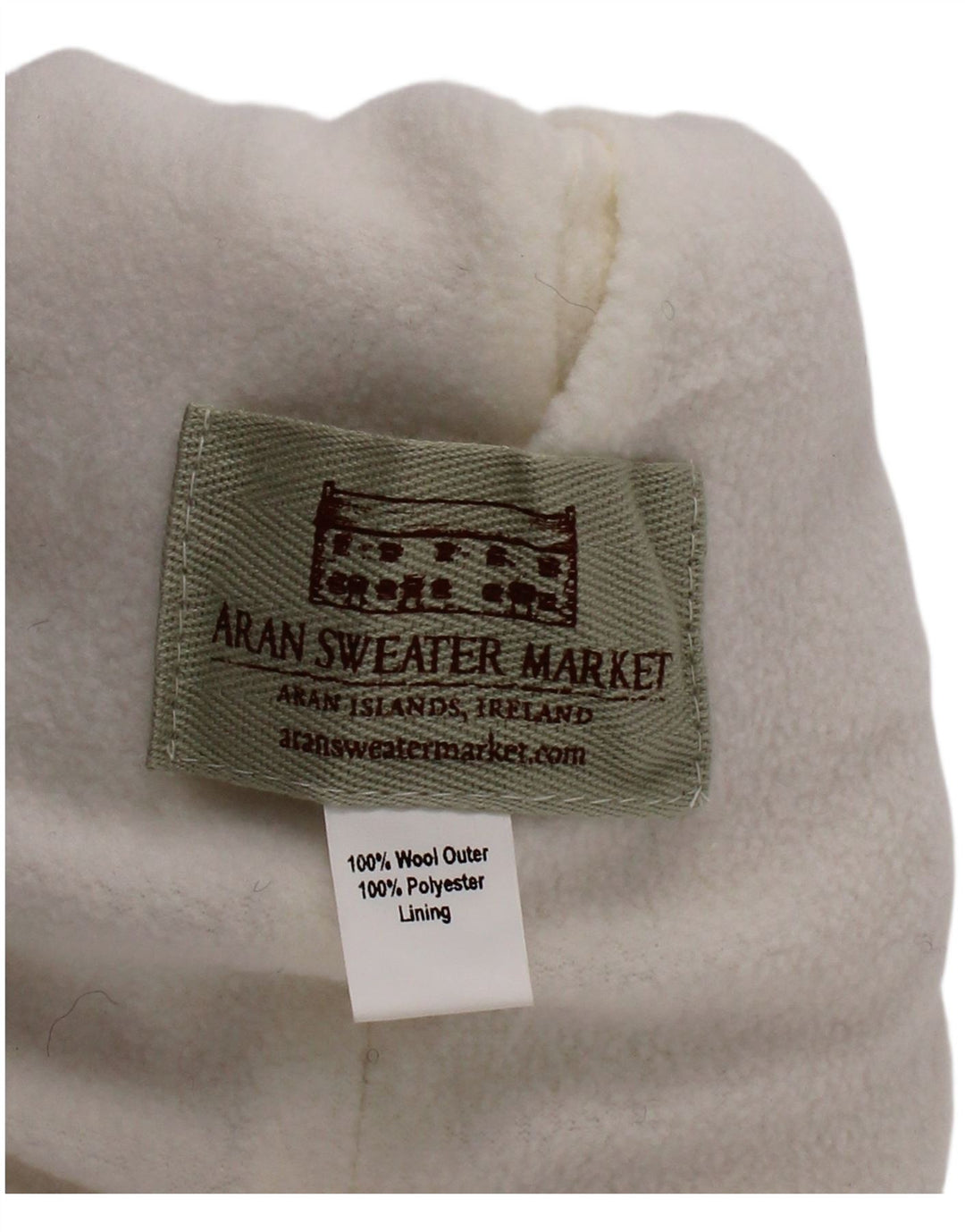 Aran Sweater Market Bonnet à pompon en tricot pour femme en laine blanc cassé