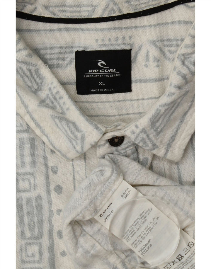 Rip Curl Chemise à manches courtes pour hommes XL Viscose géométrique blanche
