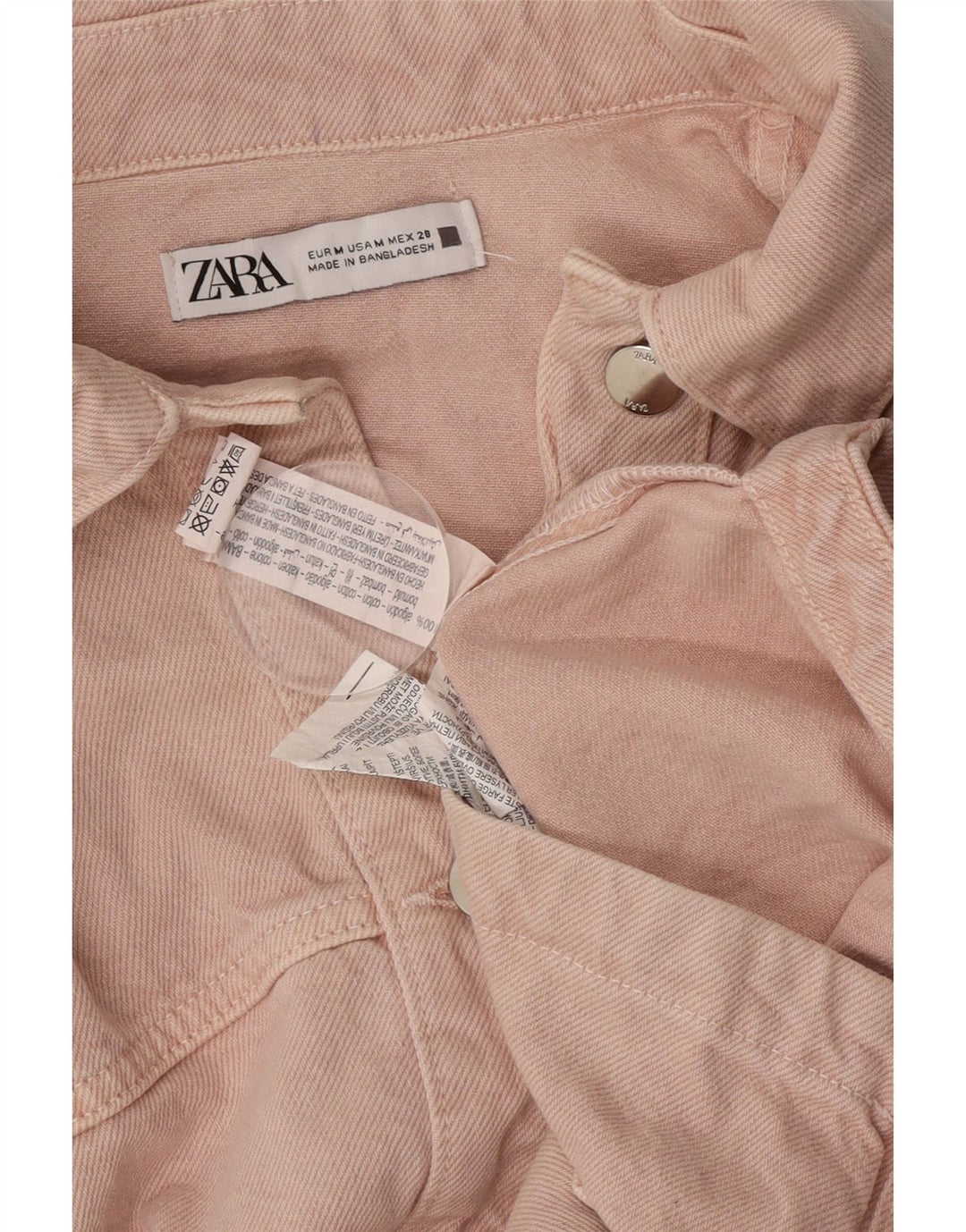 Zara Veste en jean surdimensionnée pour femme UK 14 Coton rose moyen
