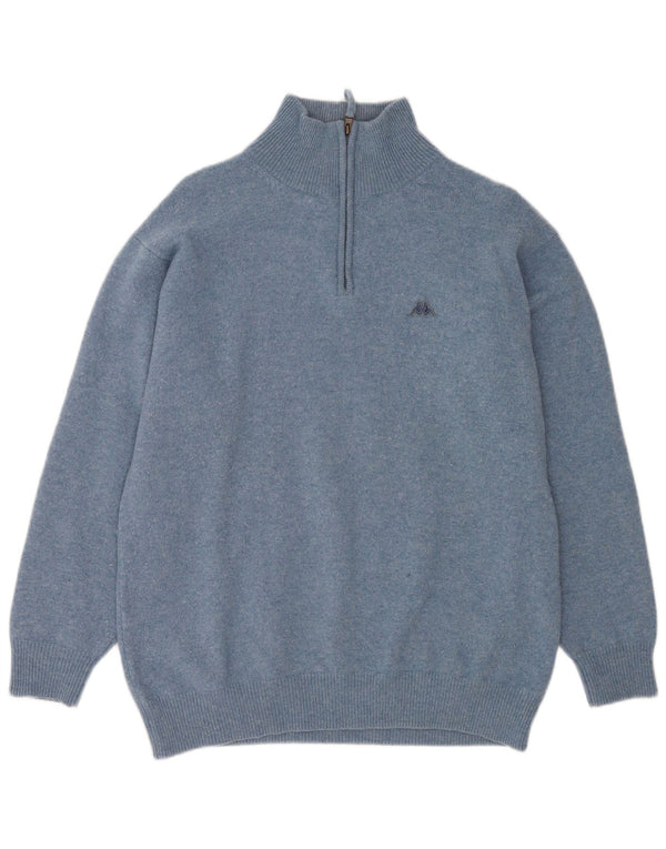 Kappa Pull col zippé pour homme 2XL Laine vierge mouchetée Bleu