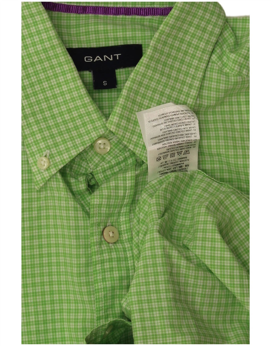 Gant Chemise à manches courtes pour hommes, coupe régulière, petit coton à carreaux vert