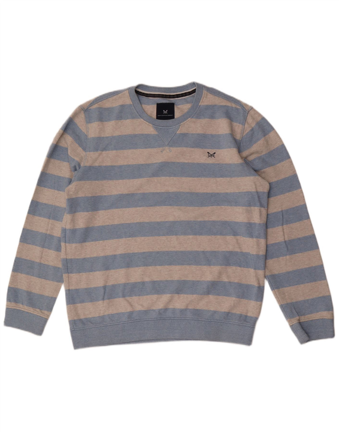 CREW CLOTHING Sweat-Shirt Homme Grand Gris Rayé Coton