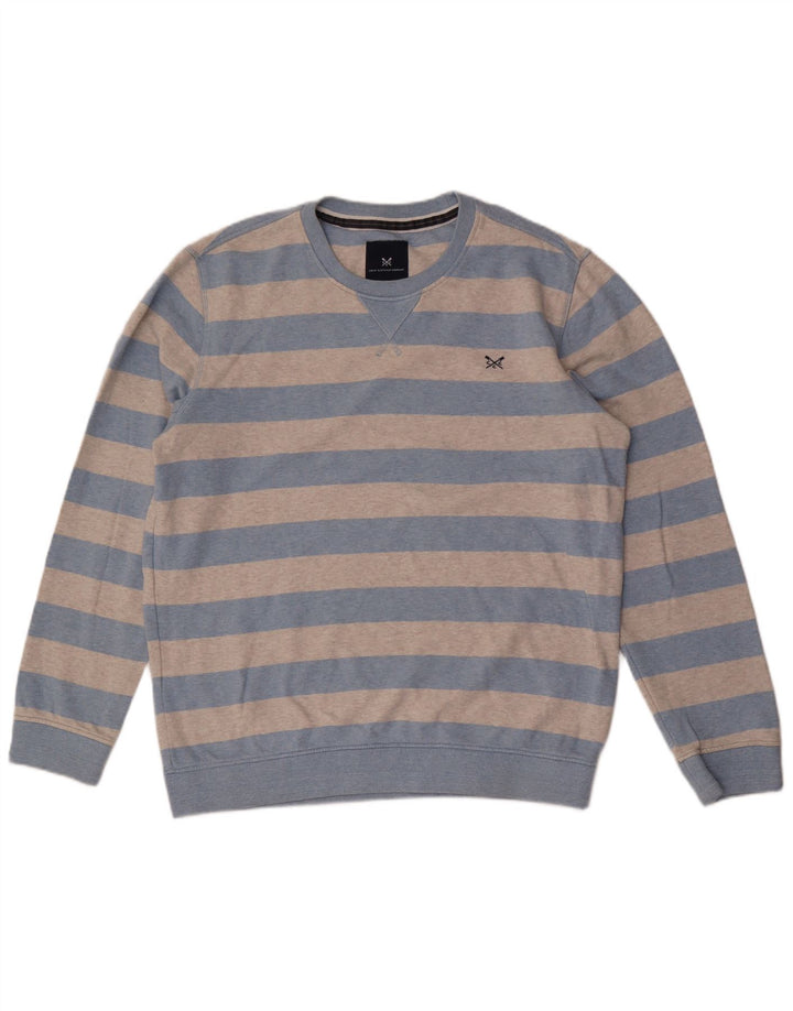 CREW CLOTHING Sweat-Shirt Homme Grand Gris Rayé Coton