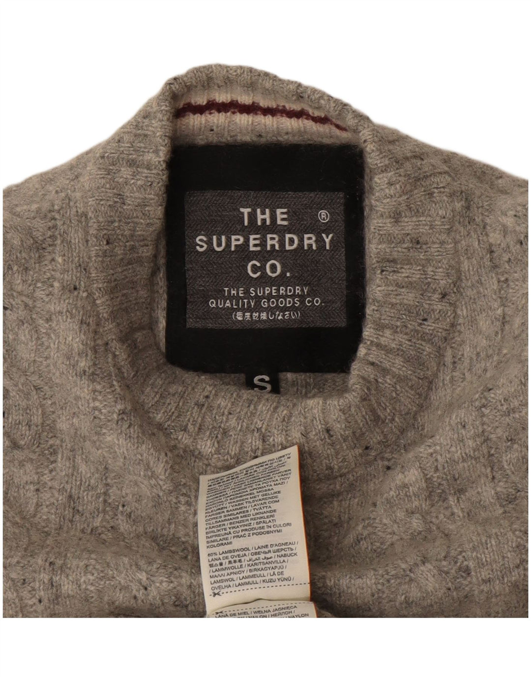 Superdry Pull ras du cou pour femme UK 10 Small Gris Laine