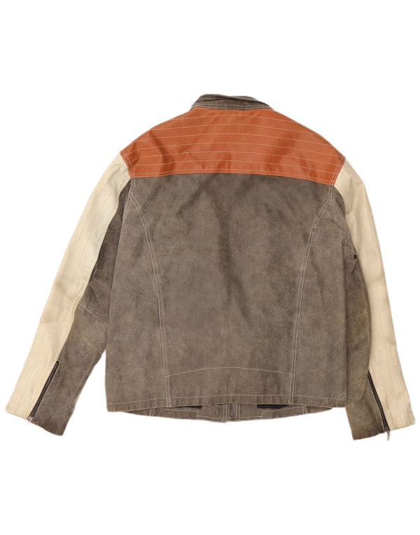 EXPLORER Veste en cuir pour homme UK 40 Grand cuir color block gris