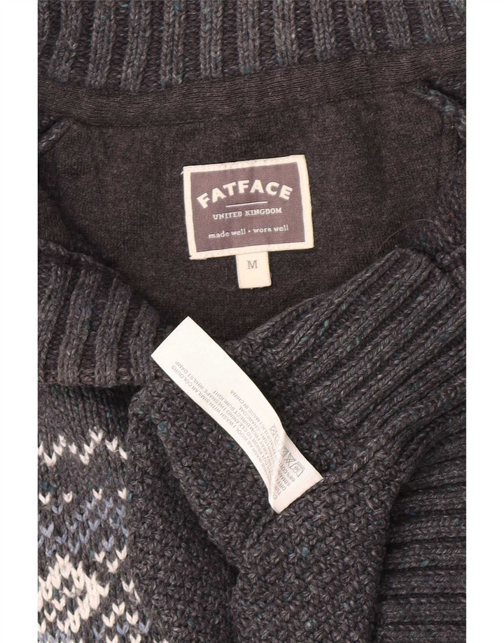 Fat Face Pull col boutonné pour homme Gris moyen Fair Isle Classic