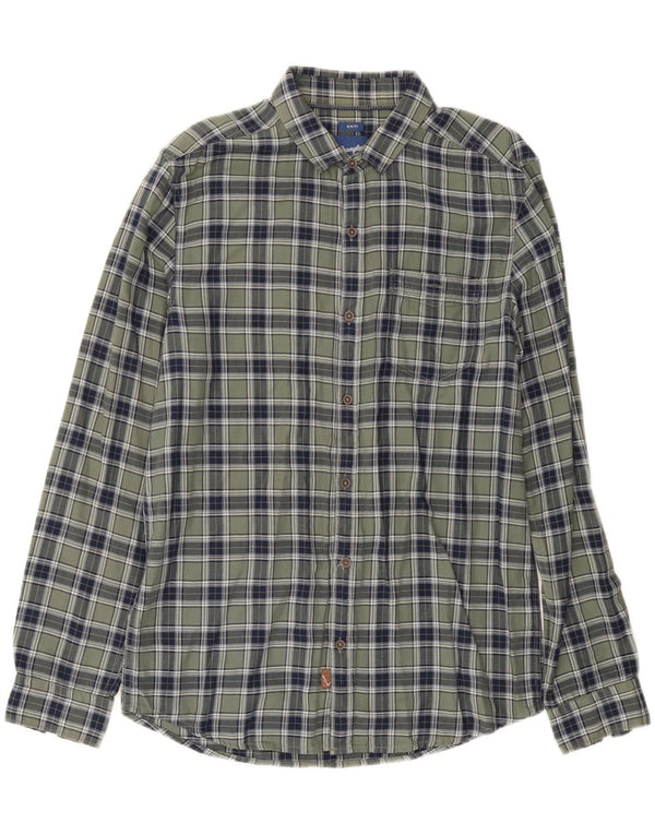 Wrangler Chemise slim en flanelle pour homme en coton à carreaux verts