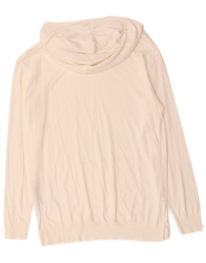 Massimo Dutti Pull à capuche pour femme UK 12 Medium Blanc Lyocell