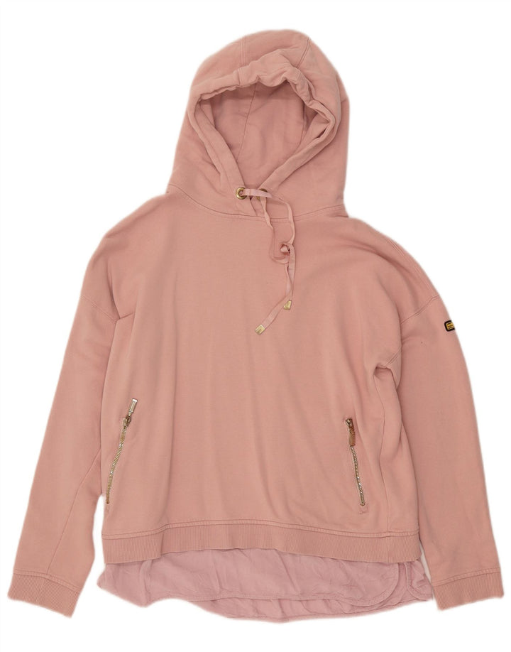 BARBOUR Pull à capuche pour femme UK 12 en coton rose moyen