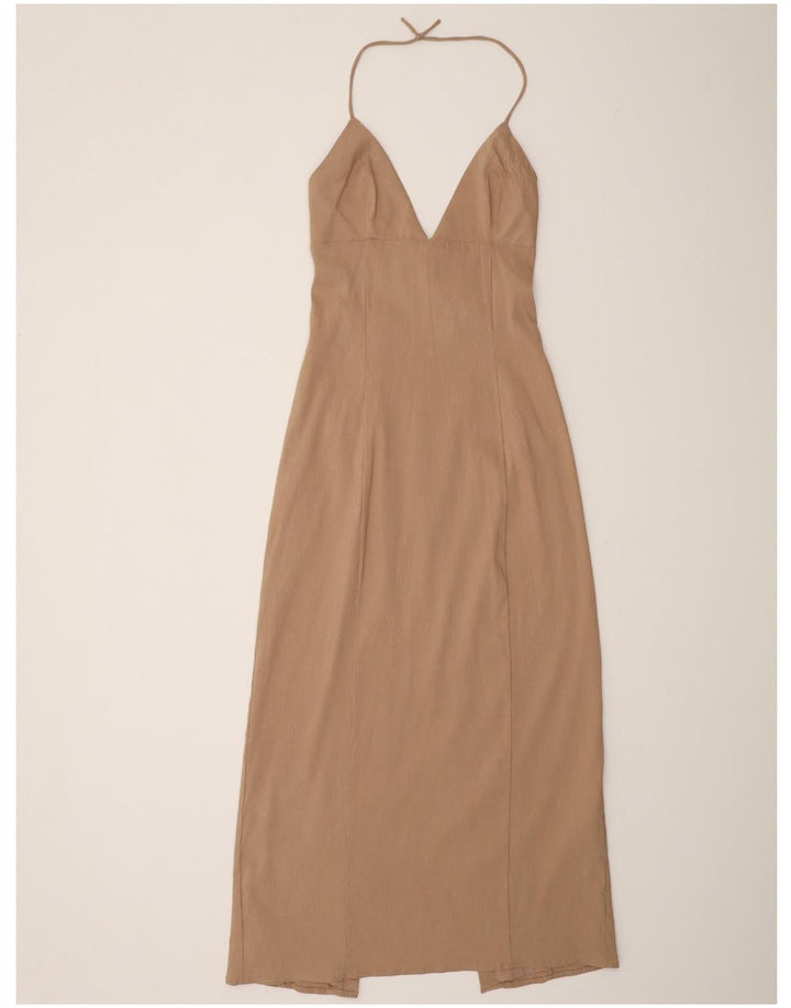Zara Womens Halter Dress UK 8 Petit Lin Beige