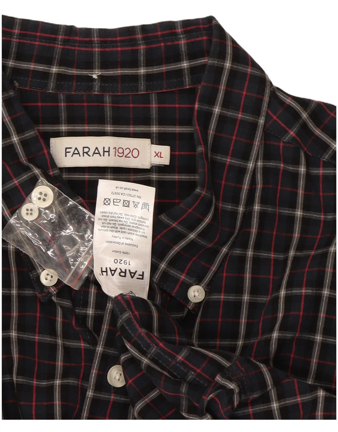 Farah Chemise Homme XL Bleu Marine Carreaux Coton