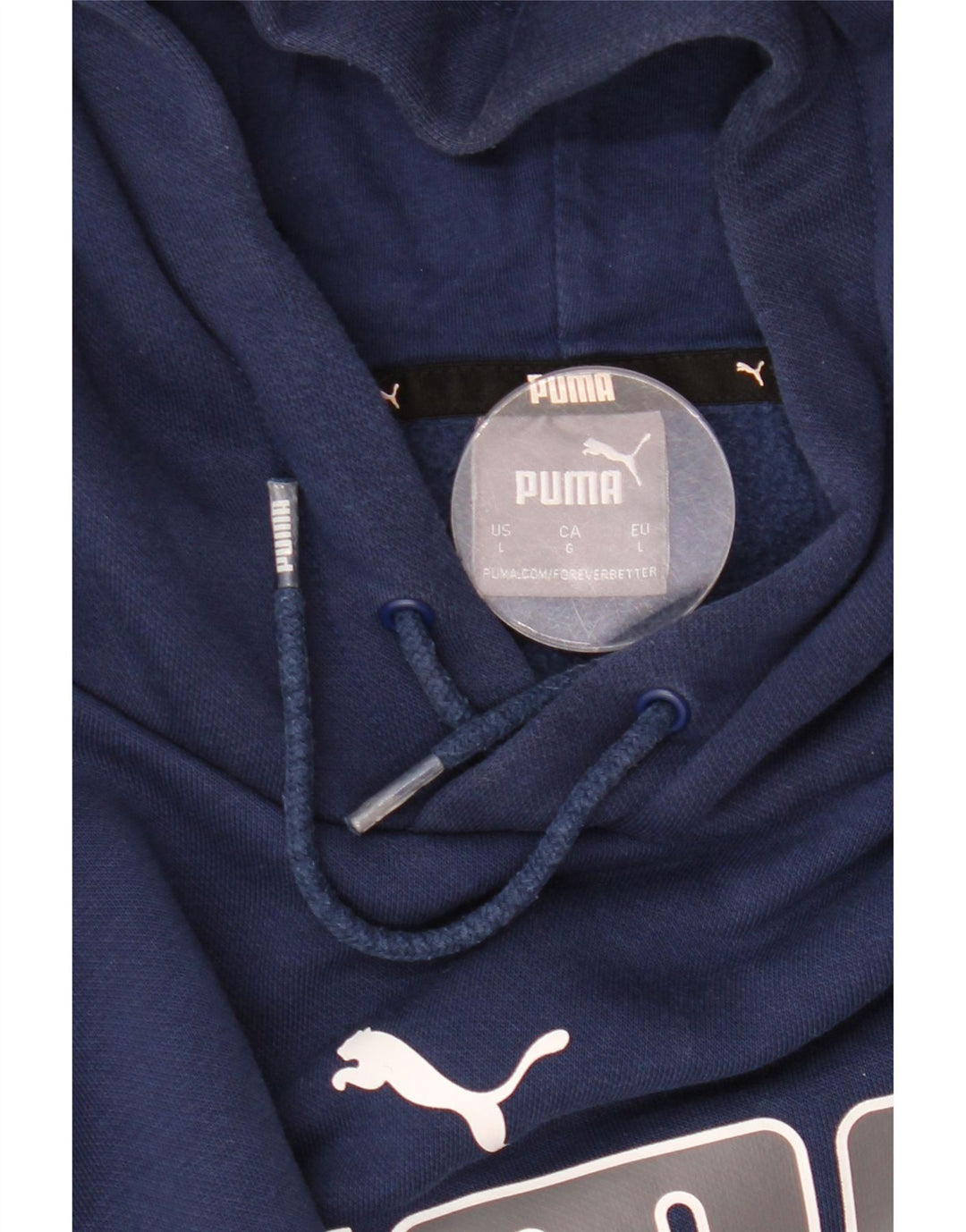 PUMA Pull à capuche graphique pour femme UK 16 Large Bleu marine
