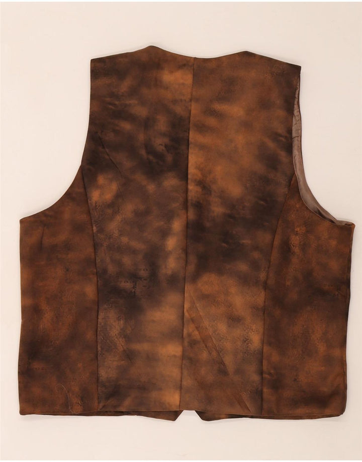 gilet en cuir homme vintage 2XL Brown Tie Dye
