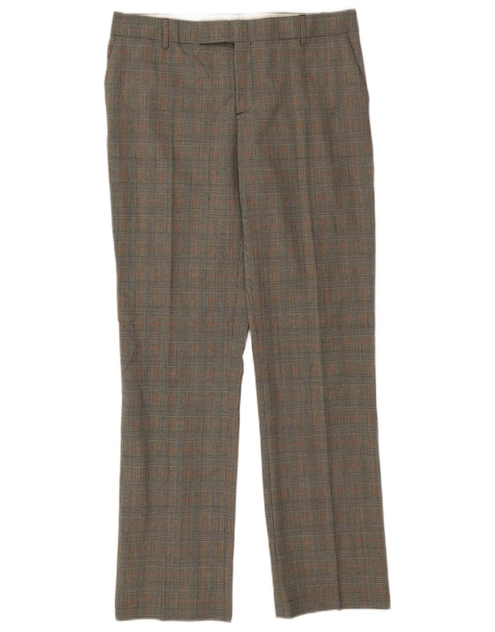 Pantalon de costume droit femme Zara W32 L31 gris pied-de-poule classique