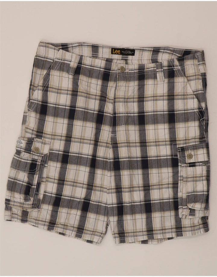 Lee Short Cargo Homme W40 XL Coton à Carreaux Blanc