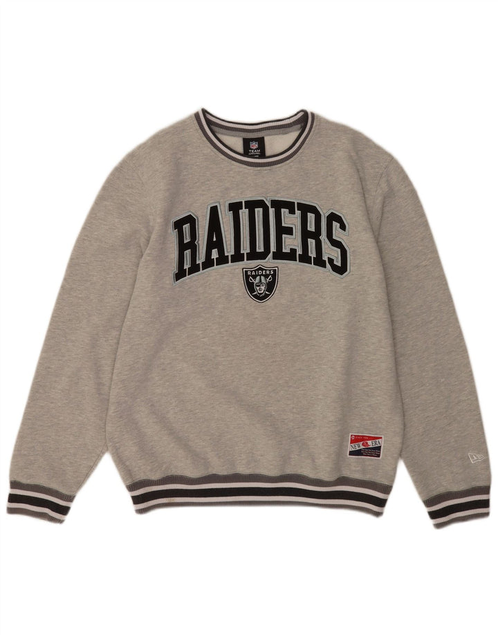 Sweatshirt graphique New Era pour hommes Raiders, medium gris rayé en coton