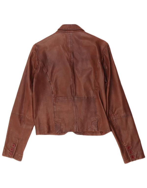 Mason's Veste blazer en cuir à 3 boutons pour femme IT 42 Marron moyen