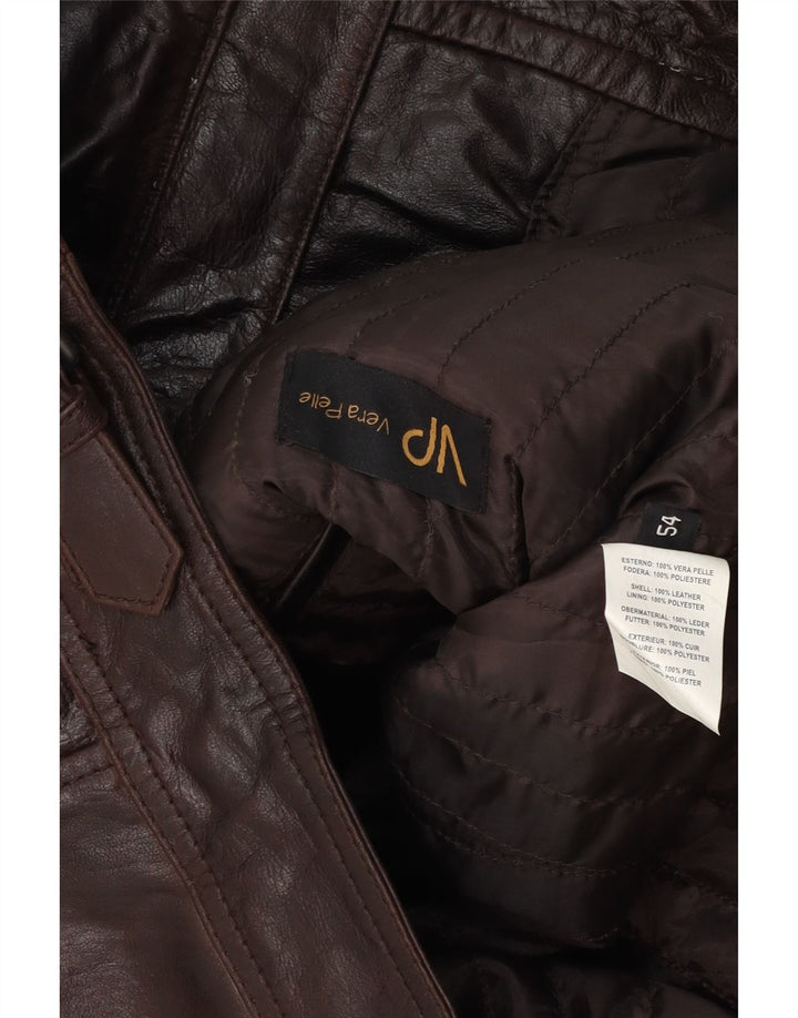 veste en cuir bomber homme vintage IT 54 2XL Cuir marron