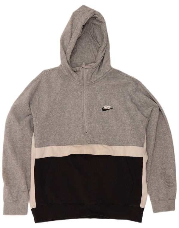 Nike Pull à capuche zippé pour homme en coton color block Gris Taille L