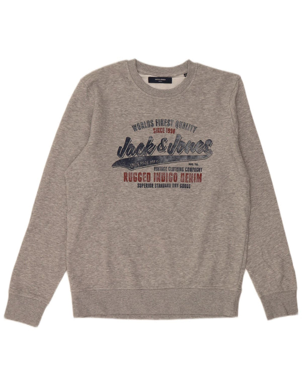 JACK & JONES Sweat-Shirt Graphique Homme Gris Moyen Moucheté Coton