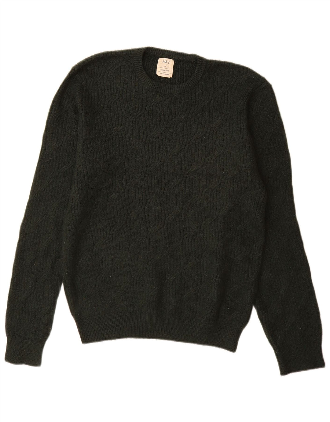 Marks & Spencer Pull Col Ras du Cou Homme Vert Moyen Polyamide