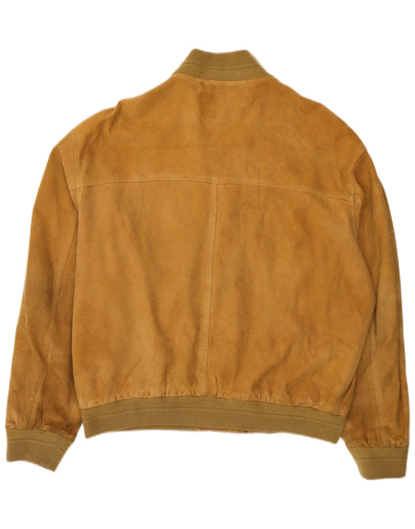 vintage Mens Suede Bomber Jacket UK 42 XL Cuir Beige