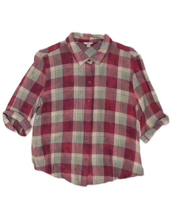 Guess Chemise ample en flanelle à manches 3/4 pour femme UK 10 Petit carreaux rouges