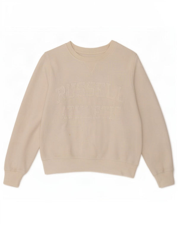 Russell Athletic Sweat-shirt graphique pour femme UK 14 Medium Off White