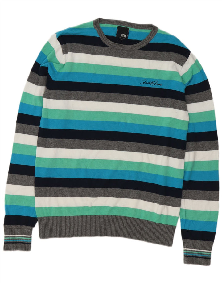 Jack & Jones Pull à col rond pour homme, grandes rayures multicolores